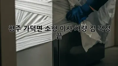 청주 가덕면 소형 이사 차량: 짐 걱정 끝!